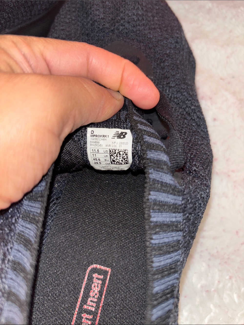 New Balance Men's Black Knit Athletic Sneakers with Red Heel Tab - Picture 8 of 12